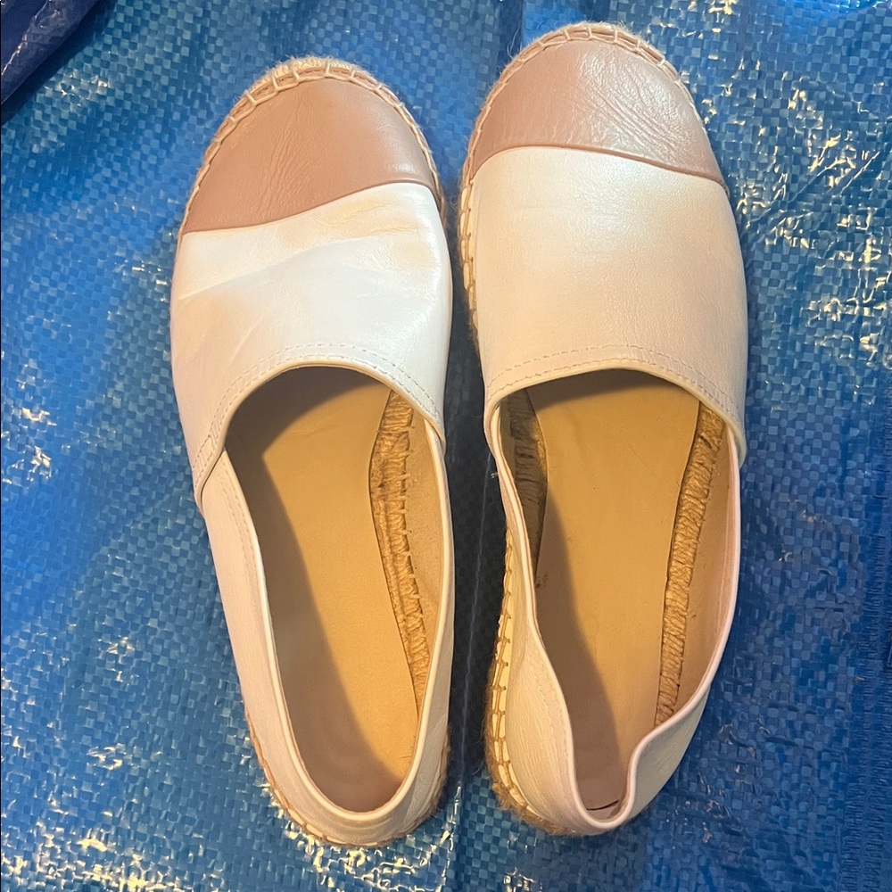 Aldo Cream and Tan Espadrille Slip-Ons